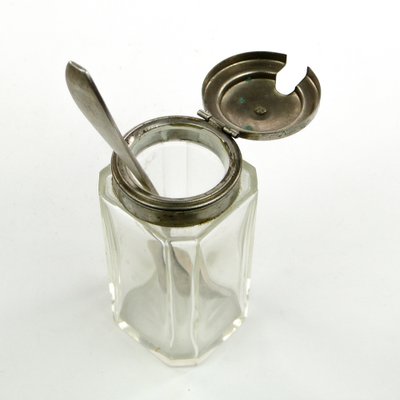 German Biedermeier Mustard Jar with Spoon, 1930s, Set of 2-BKO-1801343