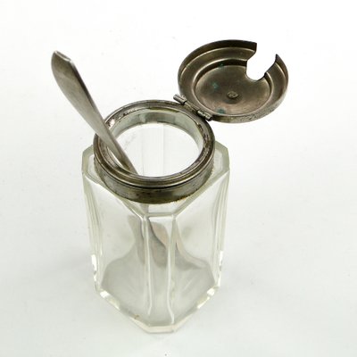 German Biedermeier Mustard Jar with Spoon, 1930s, Set of 2-BKO-1801343