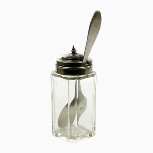 German Biedermeier Mustard Jar with Spoon, 1930s, Set of 2-BKO-1801343