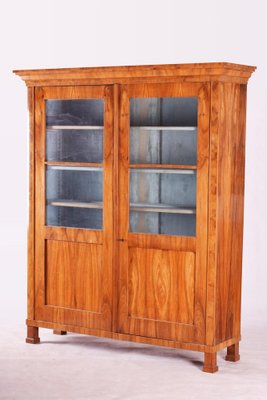 German Biedermeier Walnut Double Door Bookcase, 1830s-WHY-1767398