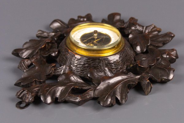 German Black Forest Barometer with Hand Carved Oak Leaves and Acorns, 1920s-KEG-1086506