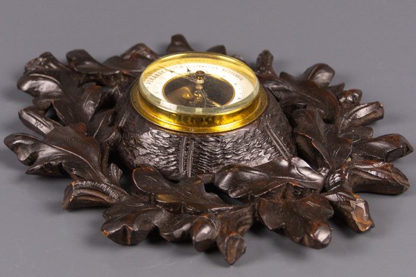 German Black Forest Barometer with Hand Carved Oak Leaves and Acorns, 1920s-KEG-1086506