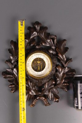 German Black Forest Barometer with Hand Carved Oak Leaves and Acorns, 1920s-KEG-1086506