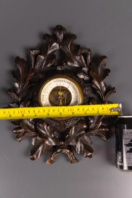 German Black Forest Barometer with Hand Carved Oak Leaves and Acorns, 1920s-KEG-1086506