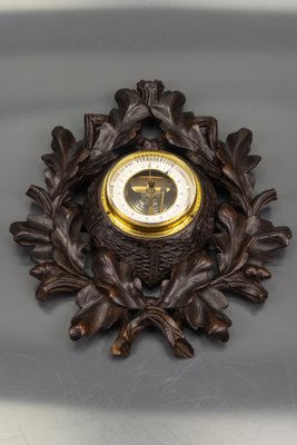 German Black Forest Barometer with Hand Carved Oak Leaves and Acorns, 1920s-KEG-1086506