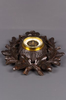 German Black Forest Barometer with Hand Carved Oak Leaves and Acorns, 1920s-KEG-1086506