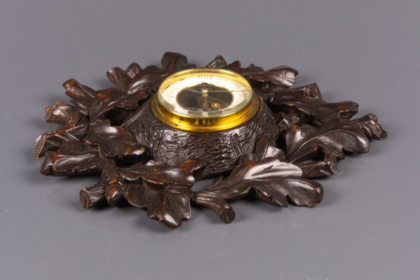 German Black Forest Barometer with Hand Carved Oak Leaves and Acorns, 1920s-KEG-1086506