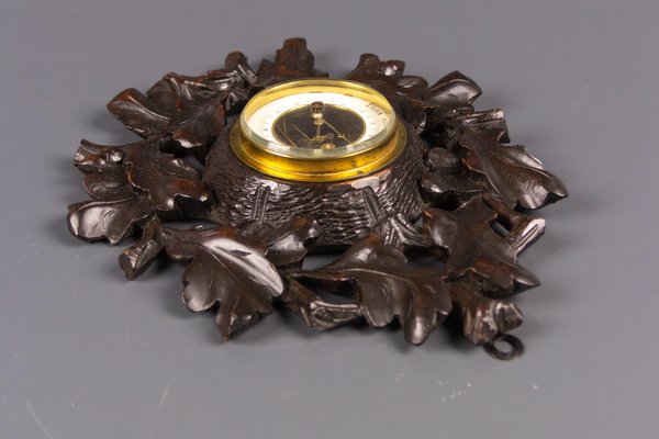 German Black Forest Barometer with Hand Carved Oak Leaves and Acorns, 1920s-KEG-1086506