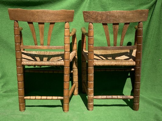 German Bobbin Turned Side Chairs with Rush Seats, Set of 2-BHG-1008756