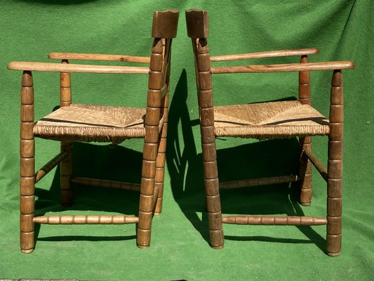 German Bobbin Turned Side Chairs with Rush Seats, Set of 2-BHG-1008756