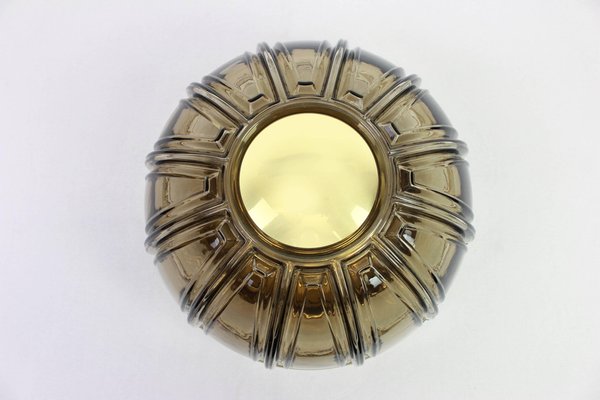 German Brass and Amber Glass Sconces or Flush Mount from Limburg, 1960s, Set of 2-UGR-1086078