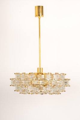 German Brass and Crystal Glass Chandelier from Kinkeldey, 1970s-UGR-1169035