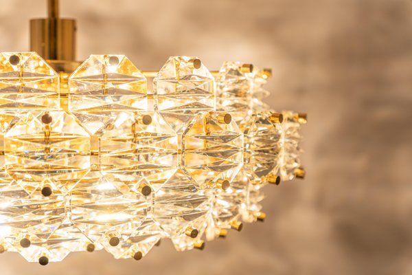 German Brass and Crystal Glass Chandelier from Kinkeldey, 1970s-UGR-1169035