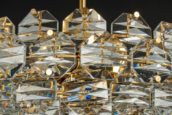 German Brass and Crystal Glass Chandelier from Kinkeldey, 1970s-UGR-1169035