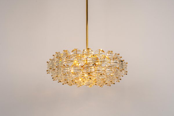 German Brass and Crystal Glass Chandelier from Kinkeldey, 1970s-UGR-1169035