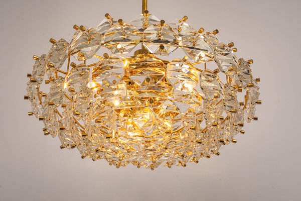 German Brass and Crystal Glass Chandelier from Kinkeldey, 1970s-UGR-1169035