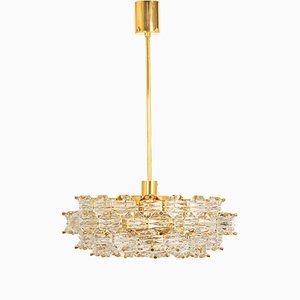 German Brass and Crystal Glass Chandelier from Kinkeldey, 1970s-UGR-1169035