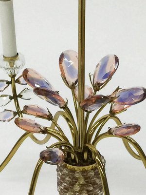 German Brass & Faceted Crystals Chandelier from Palwa, 1970s-UCH-1224779