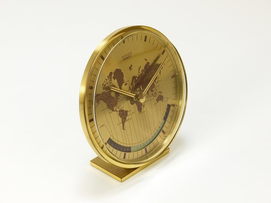 German Brass Table Clock by Wilhelm Kienzle, 1960s-MWV-1728648