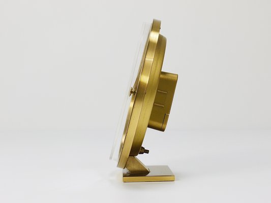 German Brass Table Clock by Wilhelm Kienzle, 1960s-MWV-1728648