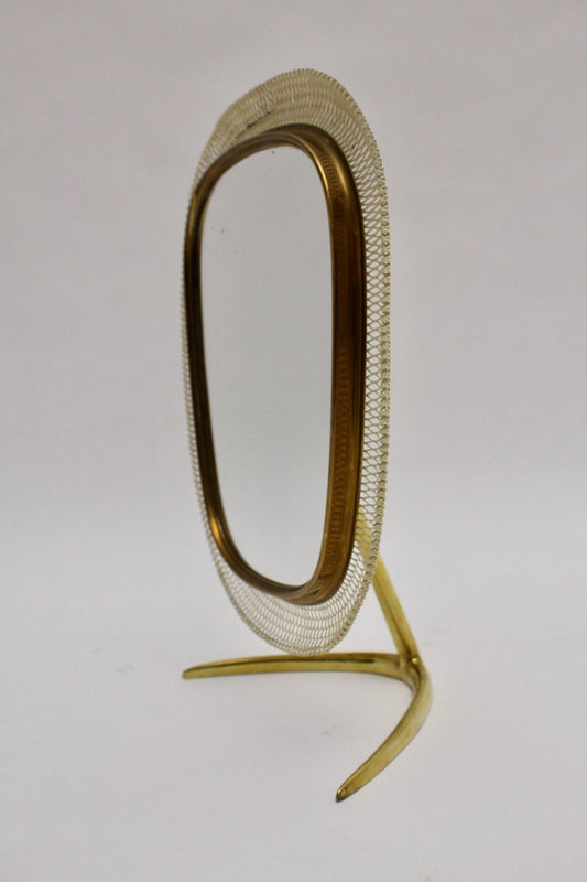 German Brass Table Mirror from Vereinigte Werkstätten München, 1950s