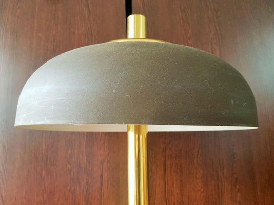 German Brass With Brown Umbrella Table Lamp from Hillebrand Lighting, 1960s-POM-1081483