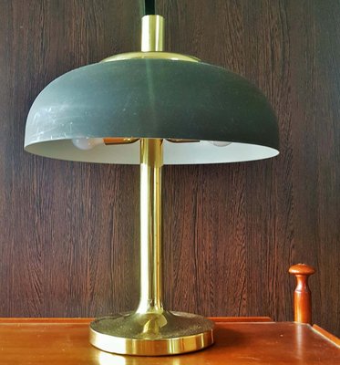 German Brass With Brown Umbrella Table Lamp from Hillebrand Lighting, 1960s-POM-1081483