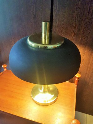 German Brass With Brown Umbrella Table Lamp from Hillebrand Lighting, 1960s-POM-1081483