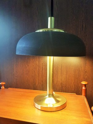 German Brass With Brown Umbrella Table Lamp from Hillebrand Lighting, 1960s-POM-1081483