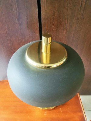 German Brass With Brown Umbrella Table Lamp from Hillebrand Lighting, 1960s-POM-1081483