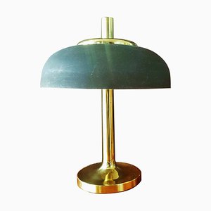 German Brass With Brown Umbrella Table Lamp from Hillebrand Lighting, 1960s-POM-1081483