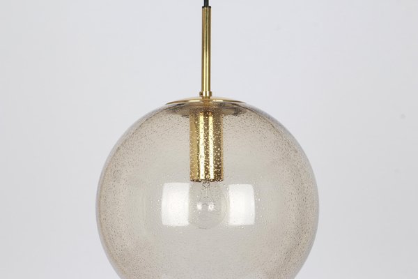 German Brass with Smoked Glass Ball Pendant from Limburg, 1970s-UGR-1086034