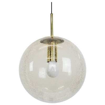 German Brass with Smoked Glass Ball Pendant from Limburg, 1970s-UGR-1086034