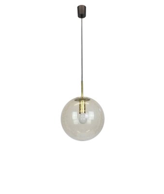 German Brass with Smoked Glass Ball Pendant from Limburg, 1970s-UGR-1086034