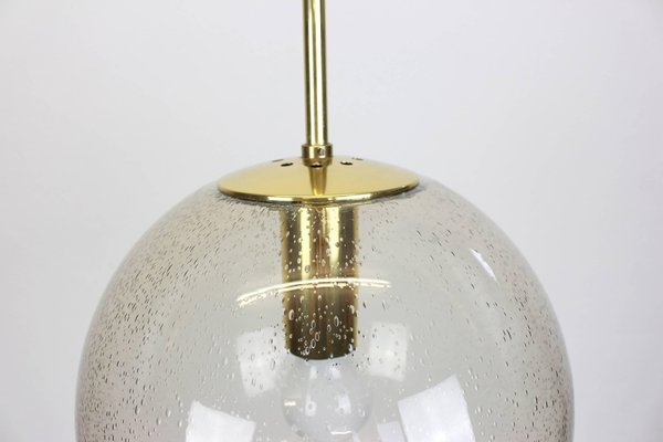 German Brass with Smoked Glass Ball Pendant from Limburg, 1970s-UGR-1086034