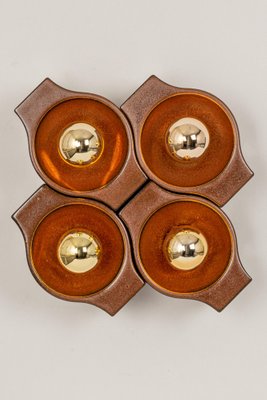 German Brown Ceramic Sputnik Wall Light, 1970s, Set of 4-UGR-1086187