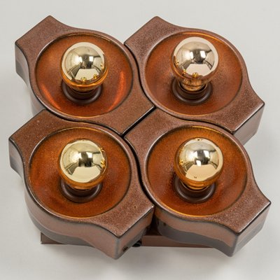 German Brown Ceramic Sputnik Wall Light, 1970s, Set of 4-UGR-1086187