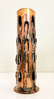 German Brutalist Copper Vase with Fused Holes, 1970s-WZZ-1805123