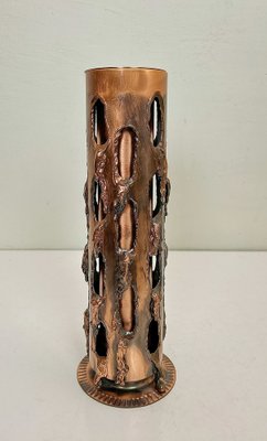 German Brutalist Copper Vase with Fused Holes, 1970s-WZZ-1805123