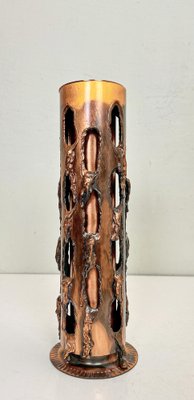 German Brutalist Copper Vase with Fused Holes, 1970s-WZZ-1805123