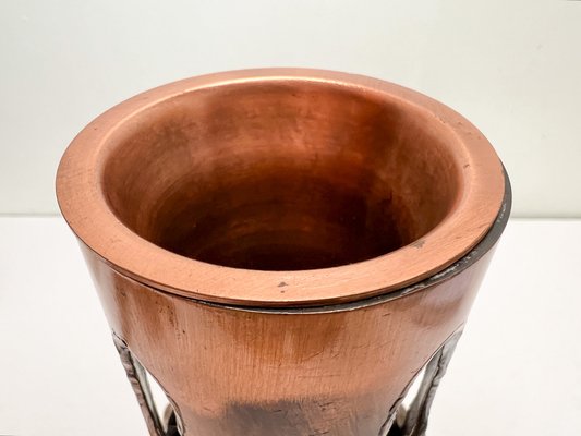 German Brutalist Copper Vase with Fused Holes, 1970s-WZZ-1805123