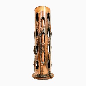 German Brutalist Copper Vase with Fused Holes, 1970s-WZZ-1805123