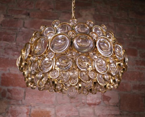 German Bubble Chandelier in Crystal & Gilt Brass by Gaetano Sciolari for Palwa, 1960s-DEK-990229