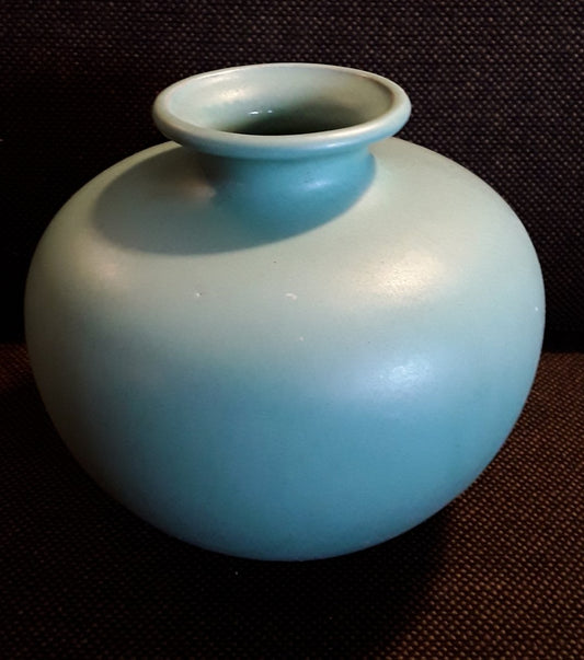 German Bulbous Ceramic Vase in Turquoise Glaze from Carstens Tönnieshof, 1950s