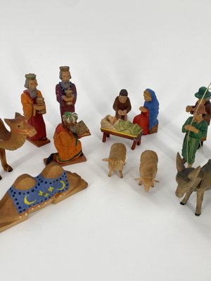 German Carved Nativity Figures, Set of 15-CZ-2028003