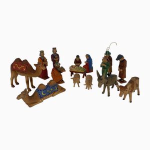 German Carved Nativity Figures, Set of 15-CZ-2028003