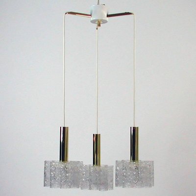 German Cascading Textured Glass and Brass Chandelier from Doria-OE-897867