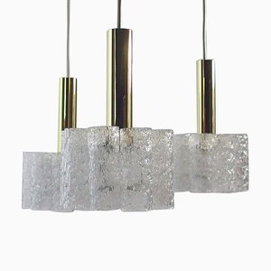 German Cascading Textured Glass and Brass Chandelier from Doria-OE-897867