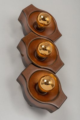 German Ceramic Brown Sputnik Wall Light, 1970s, Set of 3-UGR-1086231