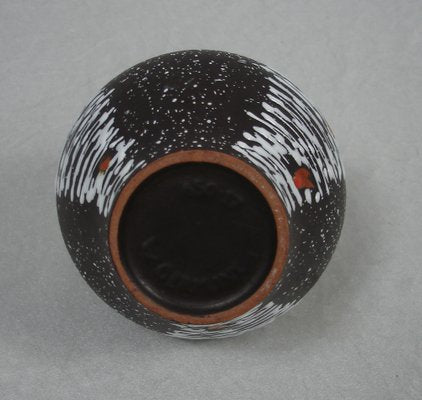 German Ceramic Drip Glaze Brown with White Stripes & Red Dots No. 650-17 Pitcher Vase from Jasba, 1950s-HIZ-1411057